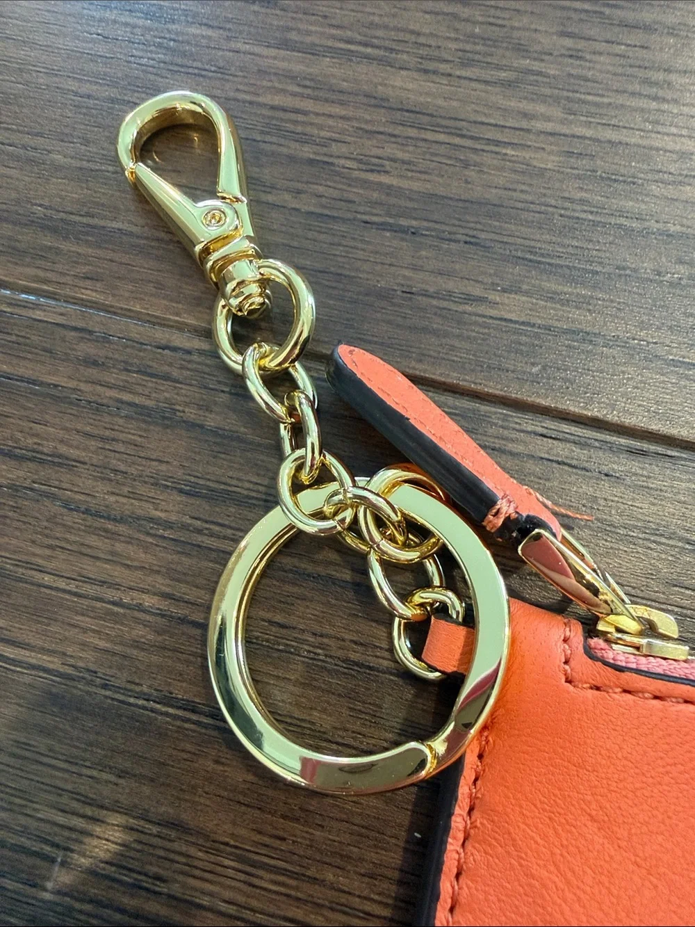 Ralph Lauren Full-grain Leather Key-ring Small Zip Card Case In Orange - C3-207